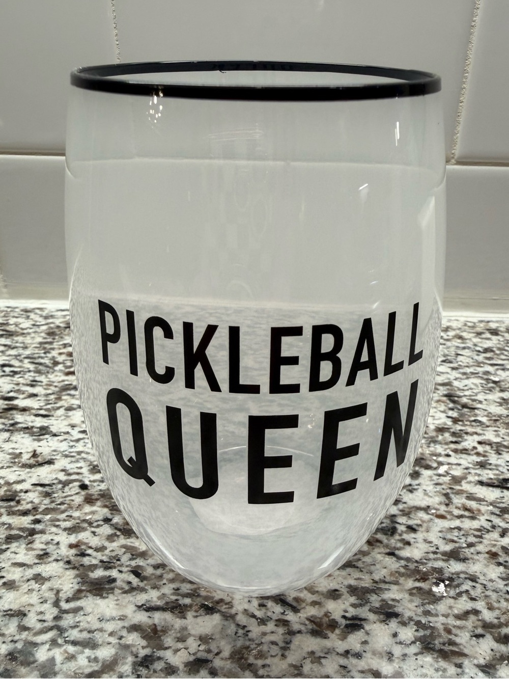 Pickleball Queen frosted stemless glass
